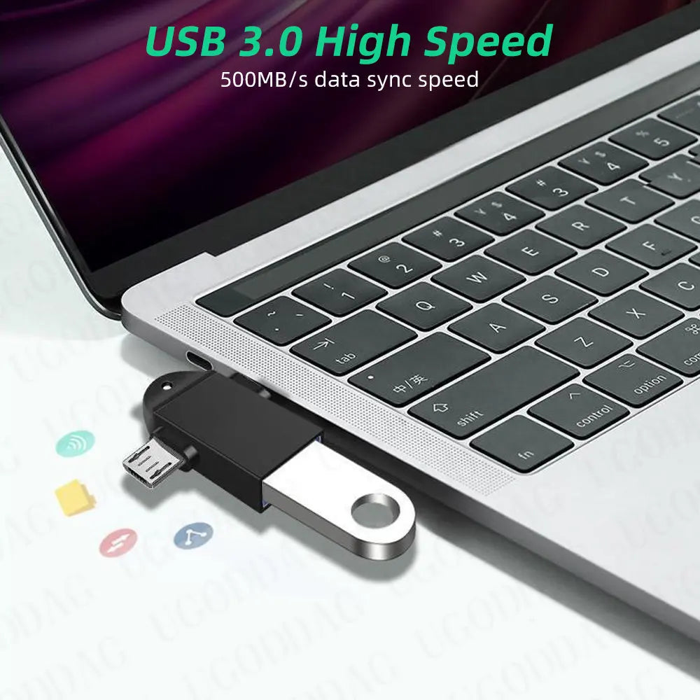 OTG Type C Adapter 2 in 1 Micro Usb to USB C Adapter Mobile Phone Flash Drive Reader Mouse Connector USB Cable Converter
