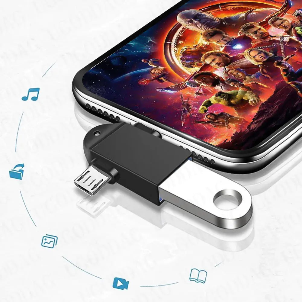 OTG Type C Adapter 2 in 1 Micro Usb to USB C Adapter Mobile Phone Flash Drive Reader Mouse Connector USB Cable Converter